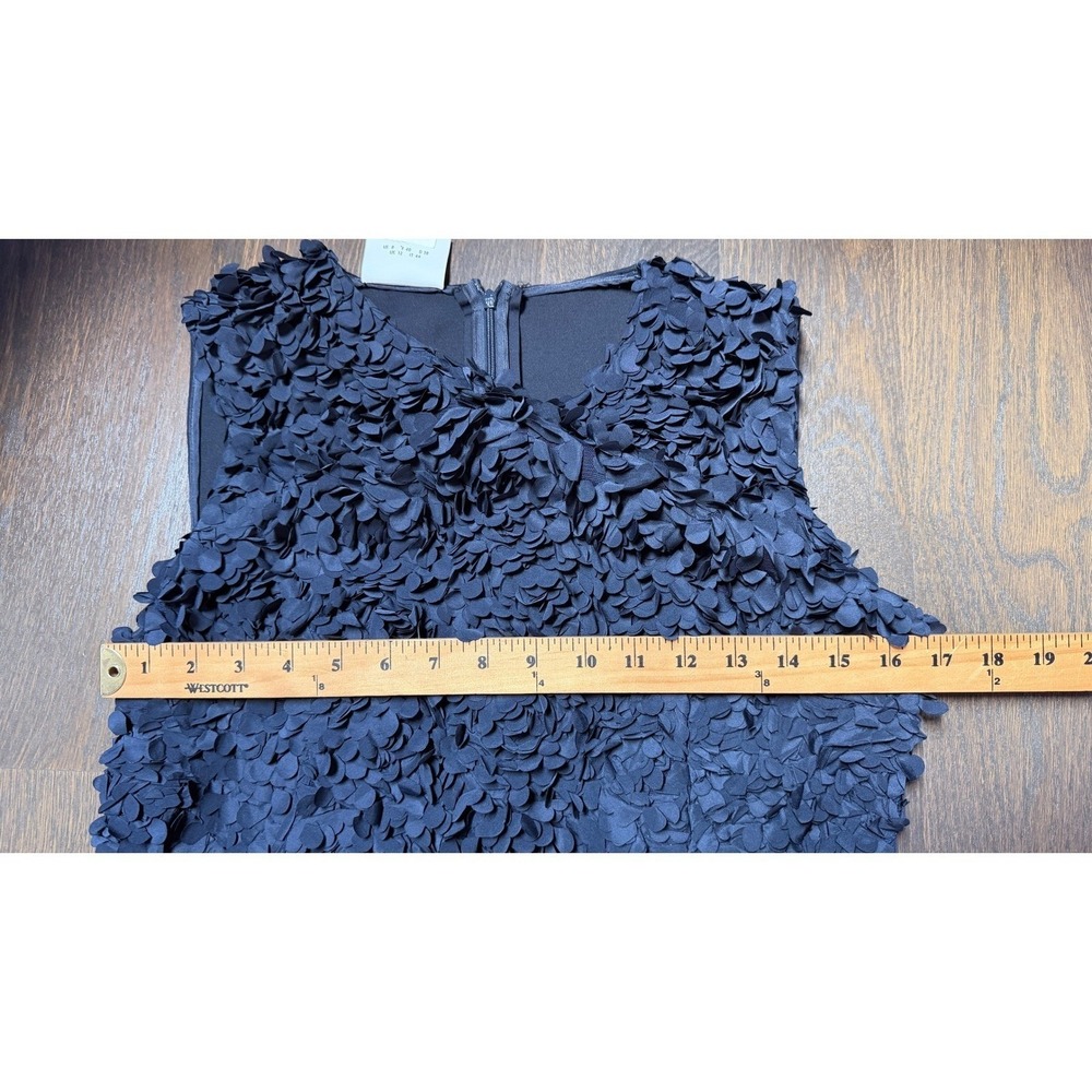 Akris Punto Ink Blue 3D Laser Cut Floral Petal Applique Midi Dress US 8 IT 44 - Picture 8 of 12